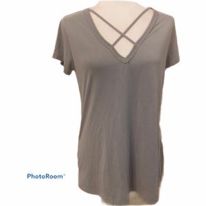 Standard People’s Project LA Everdeen Gray Basket Weave Neck Knit Top Sz M